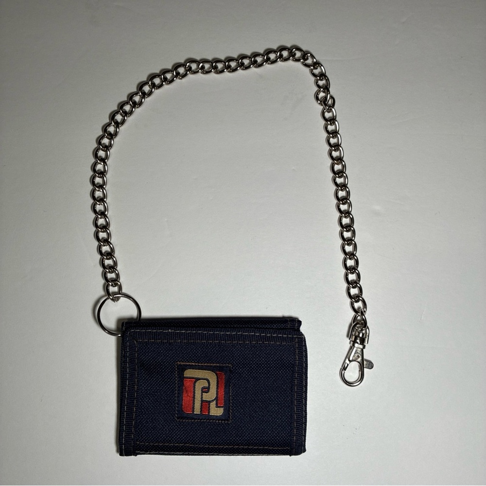 Vintage Paco Jeans Tri-Fold Denim Wallet Chain  Rare Used